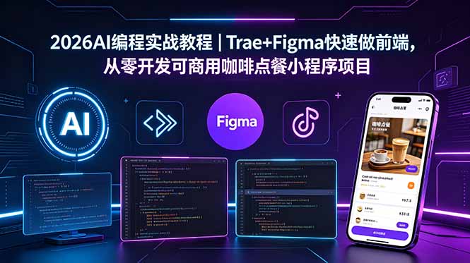 2026AI编程实战教程|Trae+Figma快速做前端,从零开发可商用咖啡点餐小程序项目-御文网