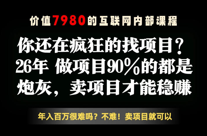 26年请不要疯狂的找项目了，卖项目远比你想象的暴利，你也可以月入10W+【揭秘】-御文网