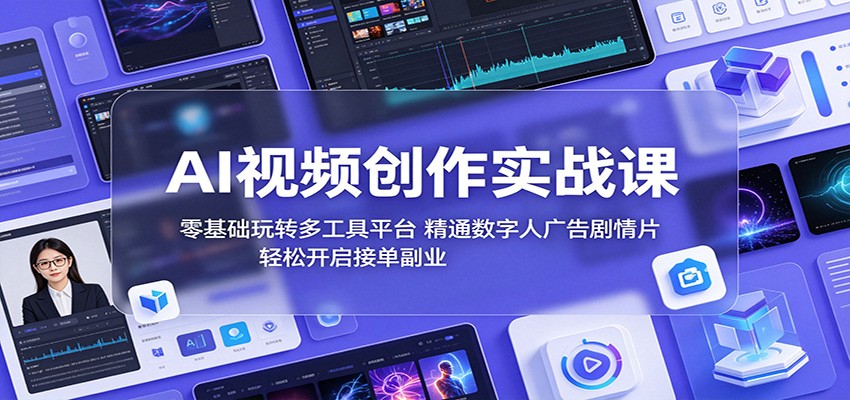 AI视频创作实战课:零基础玩转多工具平台,精通数字人广告、剧情片,轻松开启接单副业-御文网