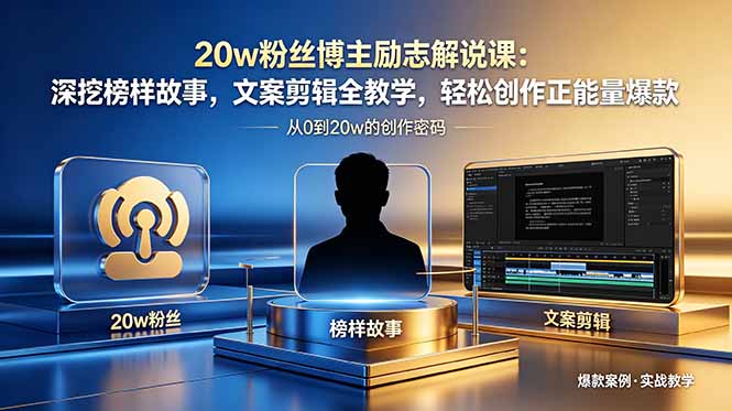 20w粉丝博主励志解说课:深挖榜样故事,文案剪辑全教学,轻松创作正能量爆款-御文网