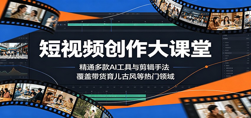 短视频创作大课堂:精通多款AI工具与剪辑手法,覆盖带货、育儿、古风等热门领域-御文网