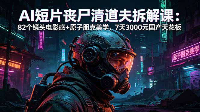 AI短片《丧尸清道夫》拆解课：82个镜头电影感+原子朋克美学，7天3000元国产天花板-御文网