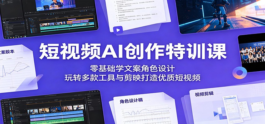 短视频AI创作特训课：零基础学文案角色设计，玩转多款工具与剪映打造优质短视频-御文网
