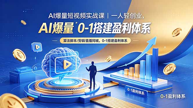 AI爆量短视频实战课｜一人轻创业，算法脚本剪辑直播同城，0-1搭建盈利体系-御文网