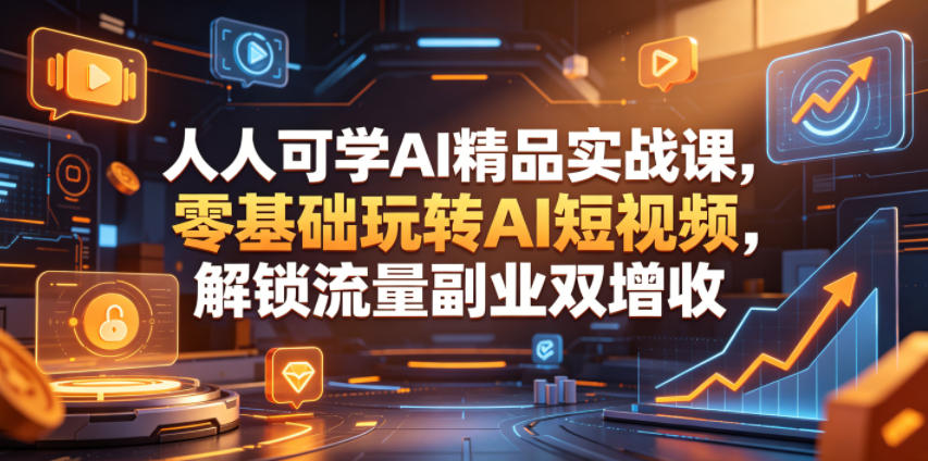 人人可学AI精品实战课，零基础玩转AI短视频，解锁流量副业双增收-御文网