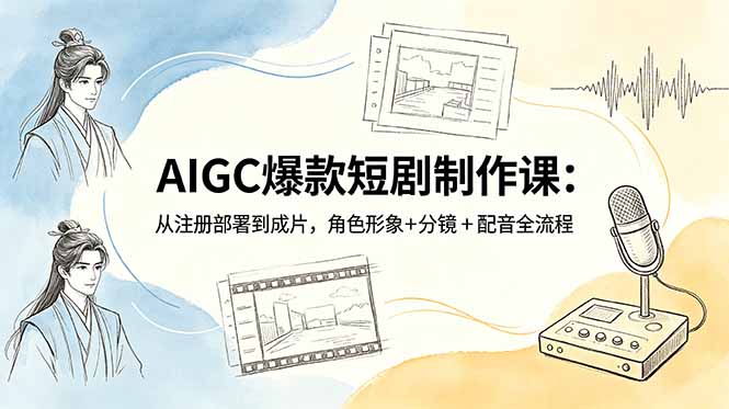 AIGC爆款短剧制作课:从注册部署到成片,角色形象+分镜+配音全流程-御文网