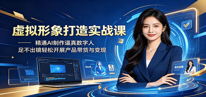 虚拟形象打造实战课:精通AI制作逼真数字人,足不出镜轻松开展产品带货与变现-御文网