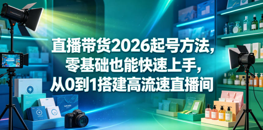 直播带货2026起号方法,零基础也能快速上手,从0到1搭建高流速直播间-御文网