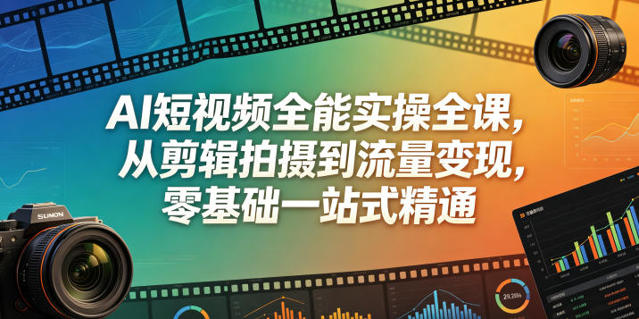 AI短视频全能实操全课，从剪辑拍摄到流量变现，零基础一站式精通-御文网