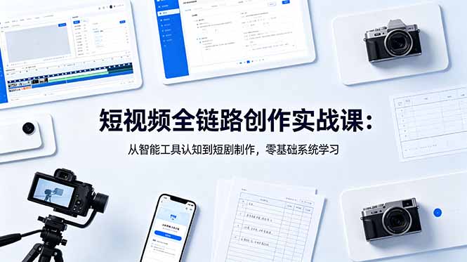 短视频全链路创作实战课:从智能工具认知到短剧制作,零基础系统学习-御文网