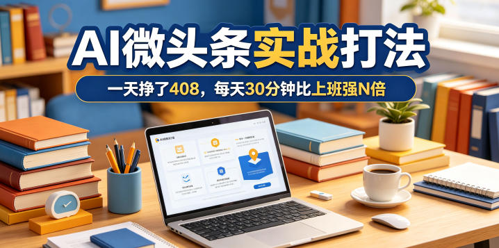 一天挣了408，AI微头条实战打法，每天30分钟比上班强N倍-御文网