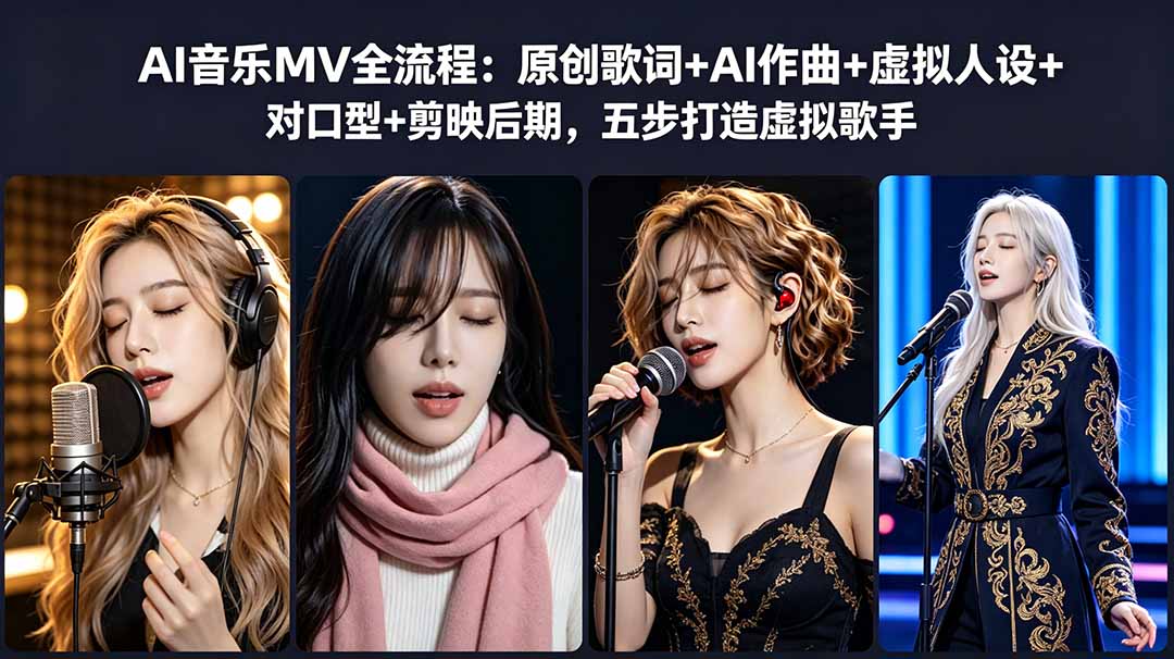 AI音乐MV全流程:原创歌词+AI作曲+虚拟人设+对口型+剪映后期,五步打造虚拟歌手-御文网