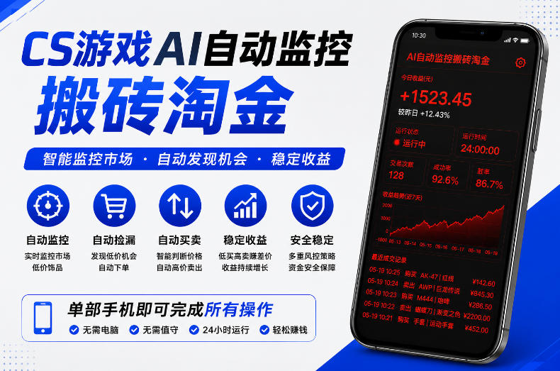 CS游戏AI自动监控搬砖淘金，稳定运行多年，支持任何形式验证，日入300+【揭秘】-御文网