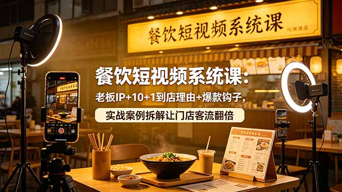 餐饮短视频系统课:老板IP+10+1到店理由+爆款钩子,实战案例拆解让门店客流翻倍-御文网