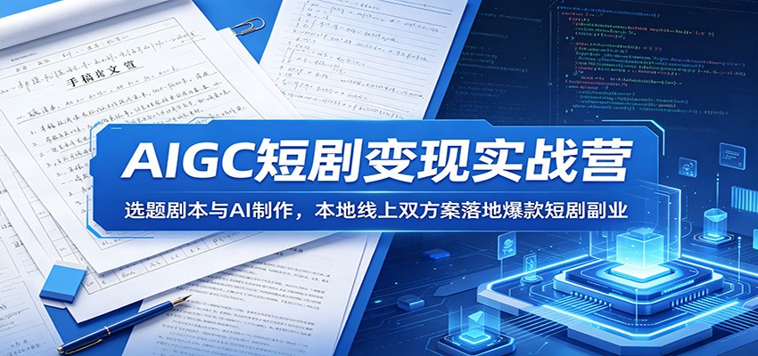 AIGC短剧变现实战营:选题剧本与AI制作,本地线上双方案落地爆款短剧副业-御文网