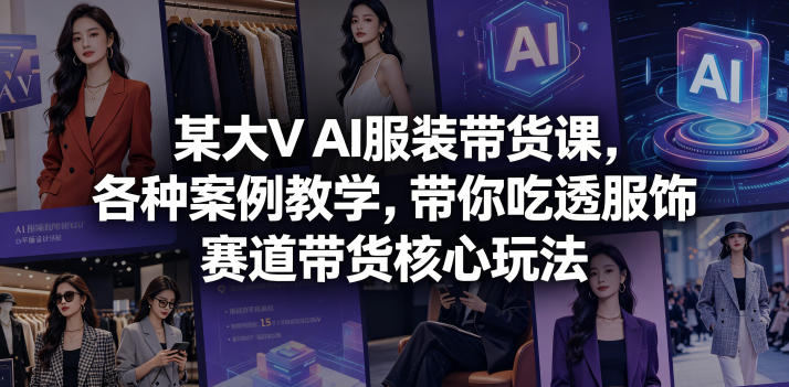 某大V AI服装带货课，各种案例教学，带你吃透服饰赛道带货核心玩法-御文网