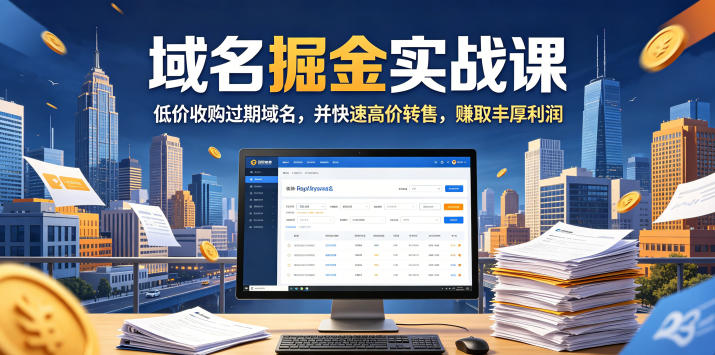 域名交易掘金实战课，低价收购过期域名，并快速高价转售，賺取丰厚利润【原创双语字幕】-御文网
