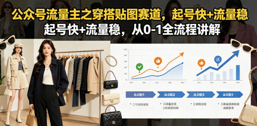 公众号流量主之穿搭贴图赛道，起号快+流量稳，从0-1全流程讲解-御文网