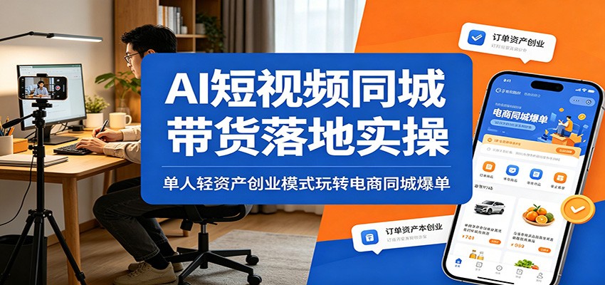 AI短视频同城带货落地实操:单人轻资产创业模式玩转电商同城爆单-御文网
