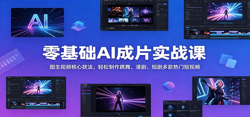 零基础AI成片实战课:图生视频核心技法,轻松制作跳舞、漫剧、短剧多款热门短视频-御文网