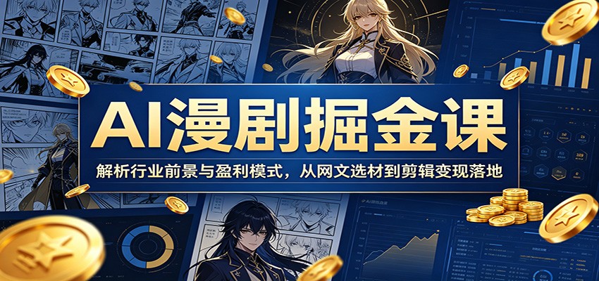 AI漫剧掘金课:解析行业前景与盈利模式,从网文选材到剪辑变现落地-御文网