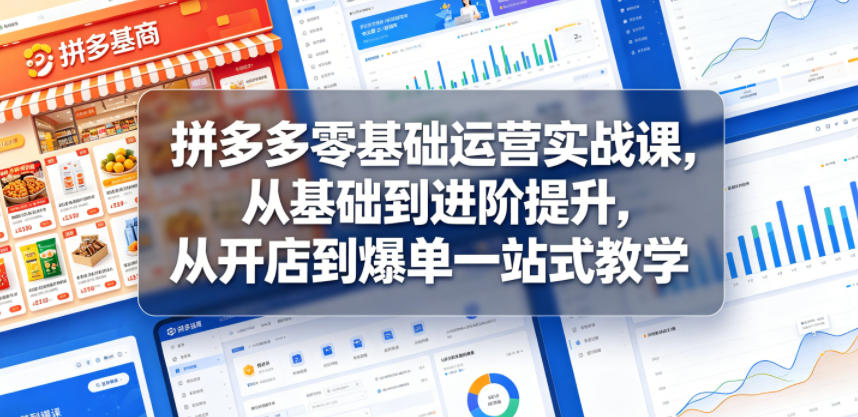 拼多多零基础运营实战课,从基础到进阶提升,从开店到爆单一站式教学-御文网