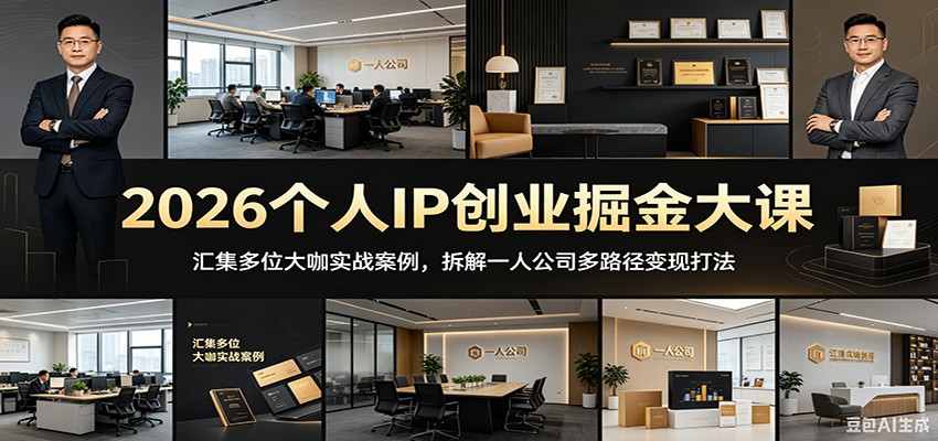 2026个人IP创业掘金大课：汇集多位大咖实战案例，拆解一人公司多路径变现打法-御文网