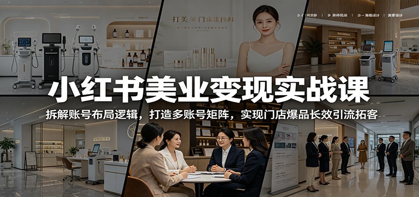 小红书美业变现实战课：拆解账号布局逻辑，打造多账号矩阵，实现门店爆品长效引流拓客-御文网