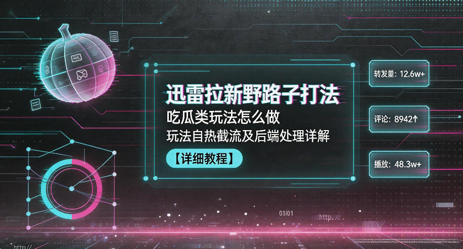 迅雷拉新野路子打法，吃瓜类玩法怎么做，玩法自热截流及后端处理详解-御文网
