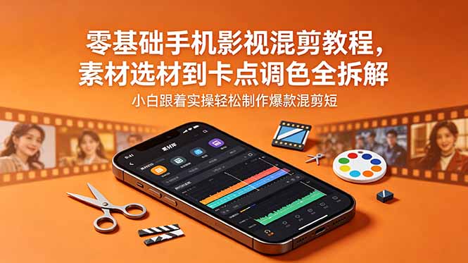 零基础手机影视混剪教程，素材选材到卡点调色全拆解，小白跟着实操轻松制作爆款混剪短片-御文网