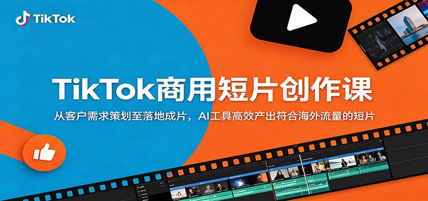 TikTok商用短片创作课：从客户需求策划至落地成片，AI工具高效产出符合海外流量的短片-御文网