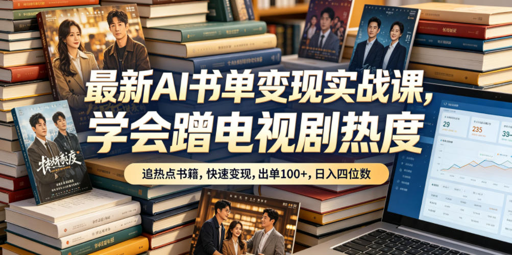最新AI书单变现实战课,学会蹭电视剧热度,追热点书籍,快速变现,出单100+,日入四位数-御文网