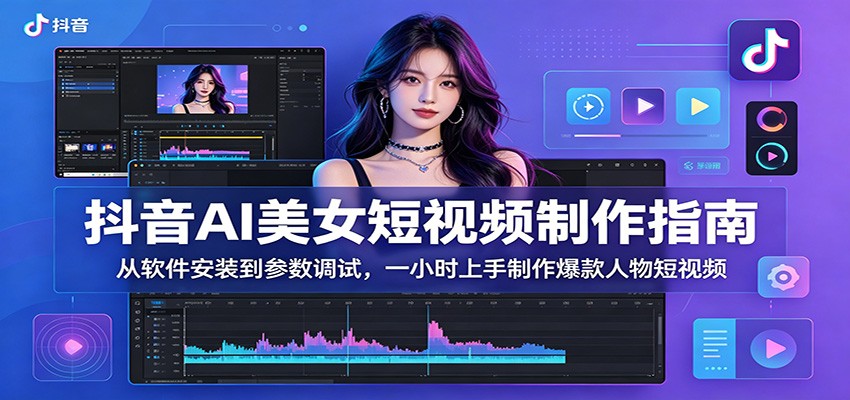 抖音AI美女短视频制作指南：从软件安装到参数调试，一小时上手制作爆款人物短视频-御文网