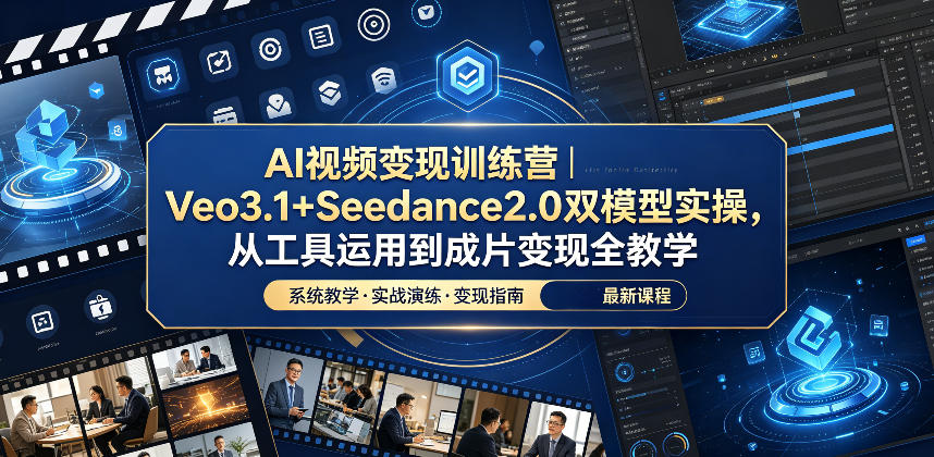 AI视频变现训练营｜Veo3.1+Seedance2.0双模型实操，从工具运用到成片变现全教学-御文网