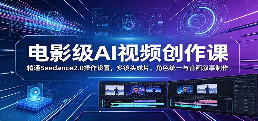 电影级AI视频创作课：精通Seedance2.0操作设置，多镜头成片、角色统一与音画叙事制作-御文网
