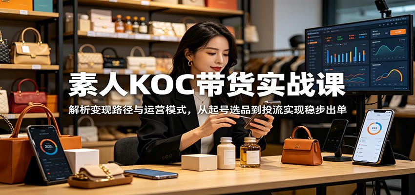 素人KOC带货实战课：解析变现路径与运营模式，从起号选品到投流实现稳步出单-御文网