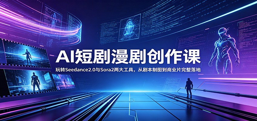 AI短剧漫剧创作课：玩转Seedance2.0与 Sora2两大工具，从剧本制图到商业片完整落地-御文网