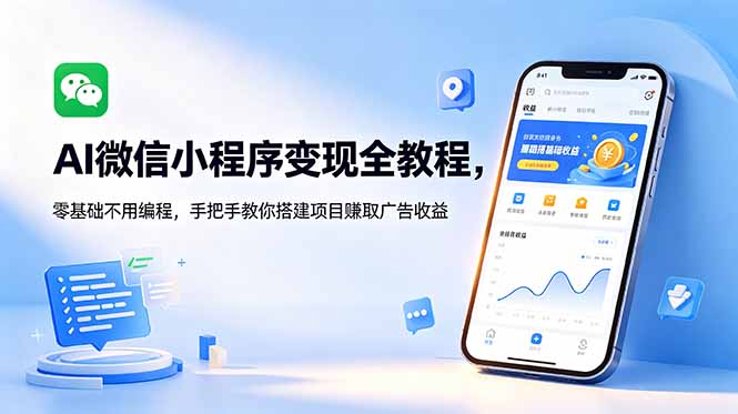 AI微信小程序变现全教程，零基础不用编程，手把手教你搭建项目赚取广告收益-御文网