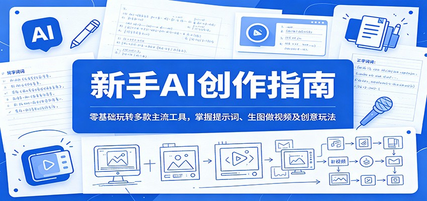 新手AI创作指南：零基础玩转多款主流工具，掌握提示词、生图做视频及创意玩法-御文网