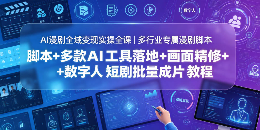 AI漫剧全域变现实操全课｜多行业专属漫剧脚本+多款AI工具落地+画面精修+数字人短剧批量成片全教程-御文网