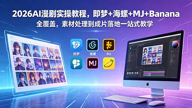 2026AI漫剧实操教程,即梦+海螺+MJ+Banana全覆盖,素材处理到成片落地一站式教学-御文网