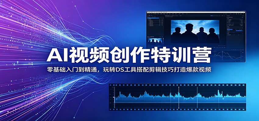 AI视频创作特训营：零基础入门到精通，玩转DS工具搭配剪辑技巧打造爆款视频-御文网
