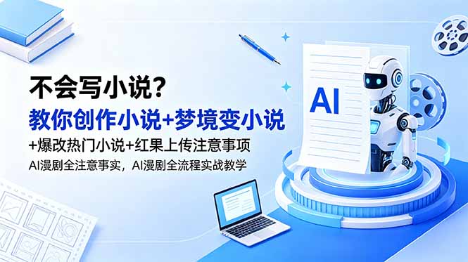 不会写小说？教你创作小说+梦境变小说+爆改热门小说+红果上传注意事项，AI漫剧全流程实战教学-御文网