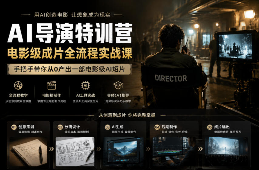 AI导演特训营，电影级成片全流程实战课，手把手带你从0产出一部电影级AI短片-御文网