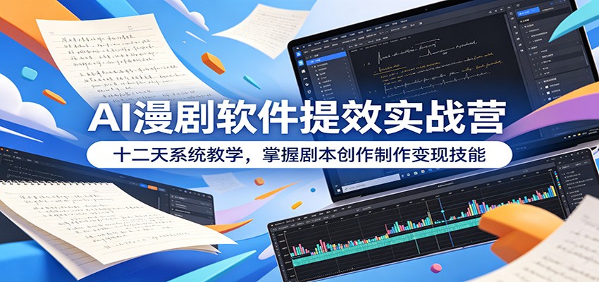 AI漫剧软件提效实战营：十二天系统教学，掌握剧本创作制作变现技能-御文网