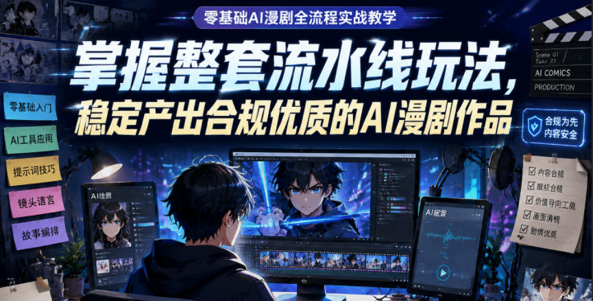 零基础AI漫剧全流程实战教学，掌握整套流水线玩法，稳定产出合规优质的AI漫剧作品-御文网