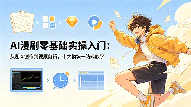 AI漫剧零基础实操入门：从剧本创作到视频剪辑，十大模块一站式教学-御文网