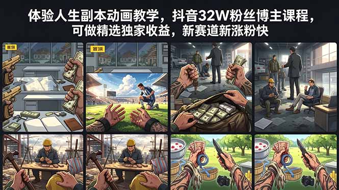 体验人生副本动画教学， 抖音32W粉丝博主课程，可做精选独家收益，新赛道新涨粉快-御文网