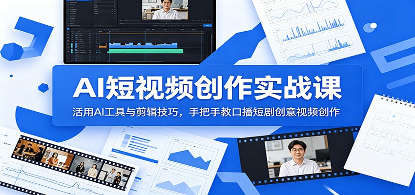AI短视频创作实战课：活用AI工具与剪辑技巧，手把手教口播短剧创意视频创作-御文网