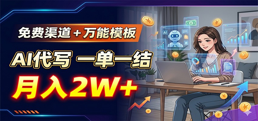 免费渠道+万能模板，AI代写一单一结，月入2W+-御文网